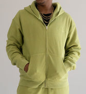 "Sol" Waffle Knit Zip-Up - Sage