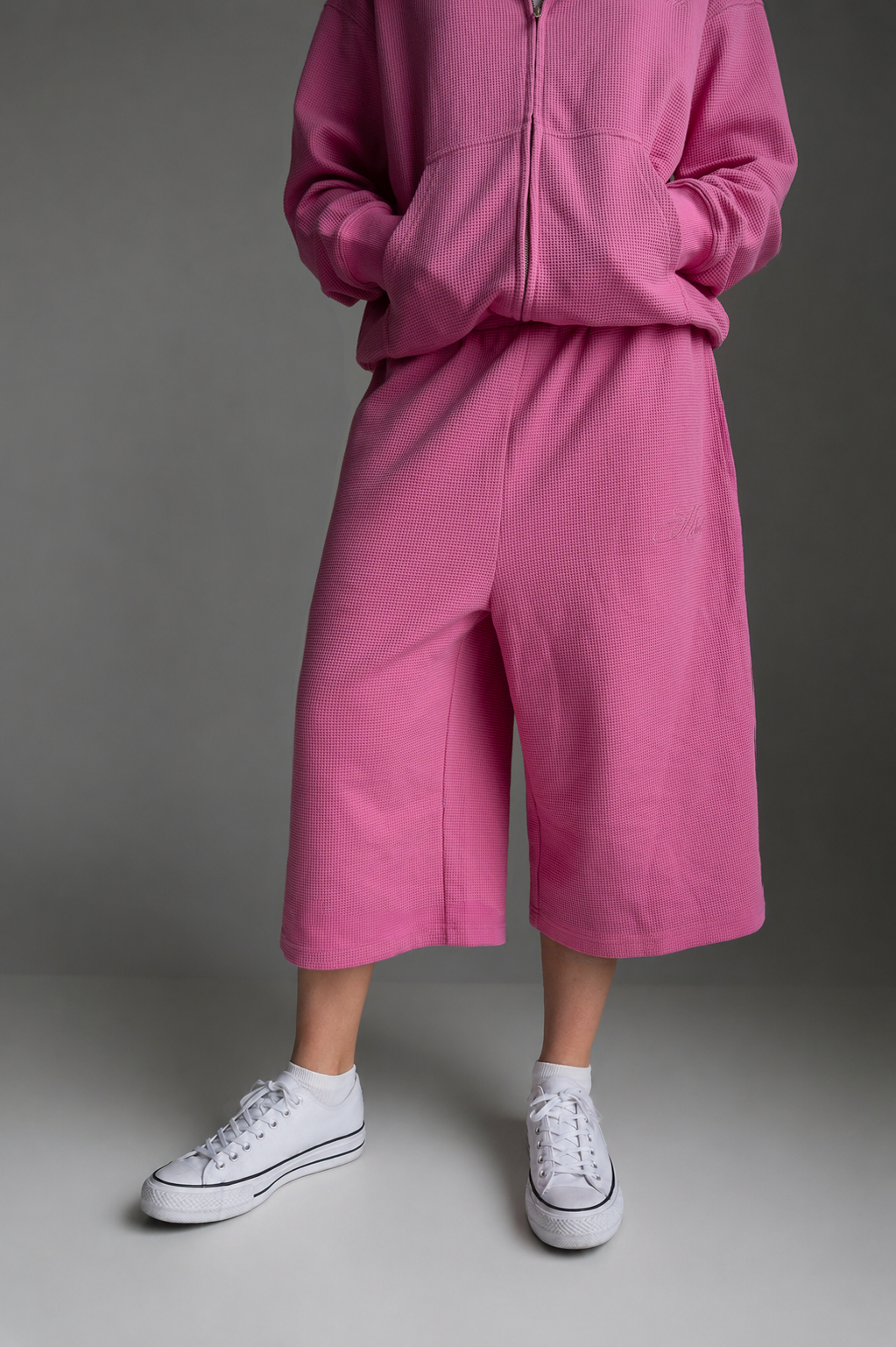 "Sol" Waffle Knit Shorts - Hot Pink