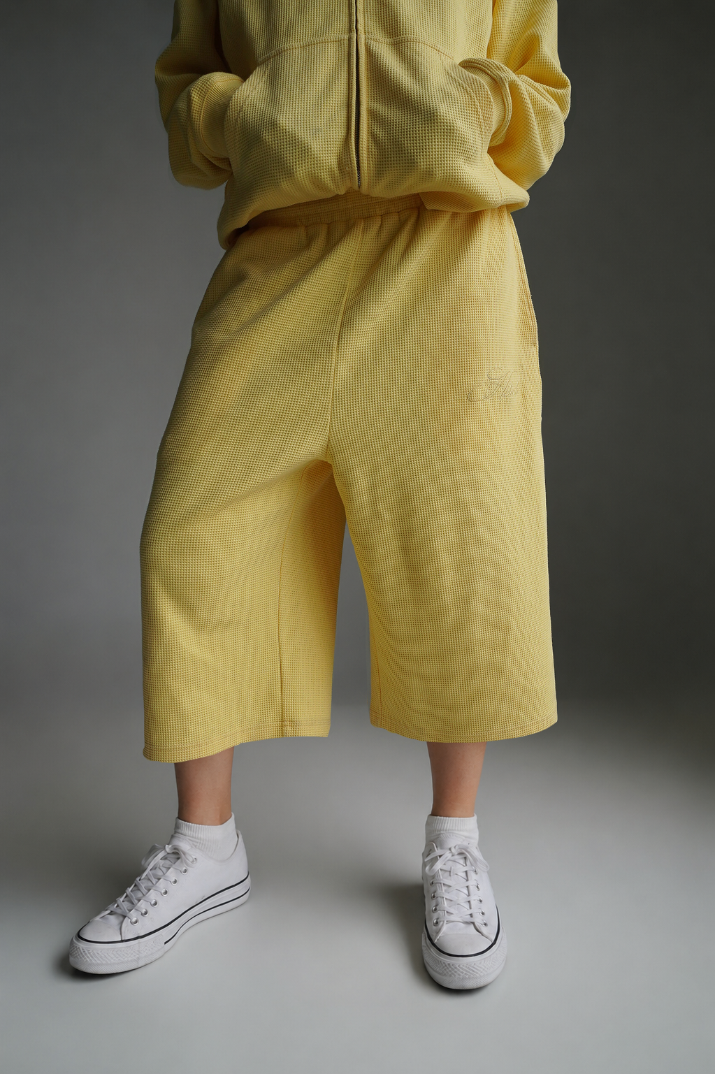 "Sol" Waffle Knit Shorts - Yellow