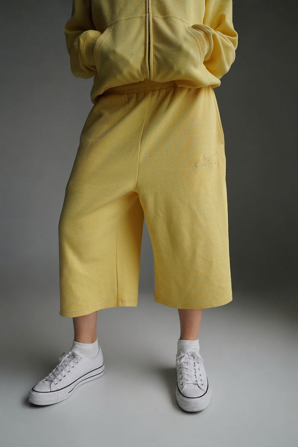 "Sol" Waffle Knit Shorts - Yellow
