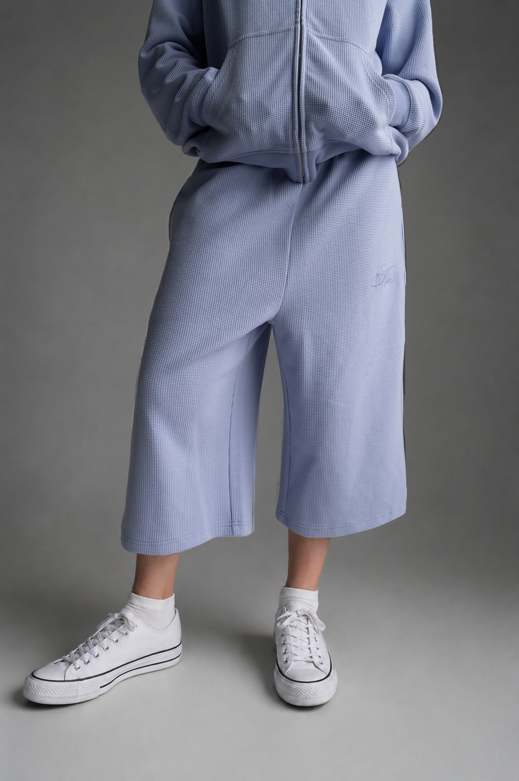 "Sol" Waffle Knit Shorts - Periwinkle