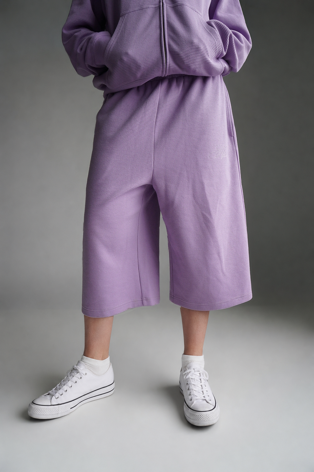 "Sol" Waffle Knit Shorts - Lavender