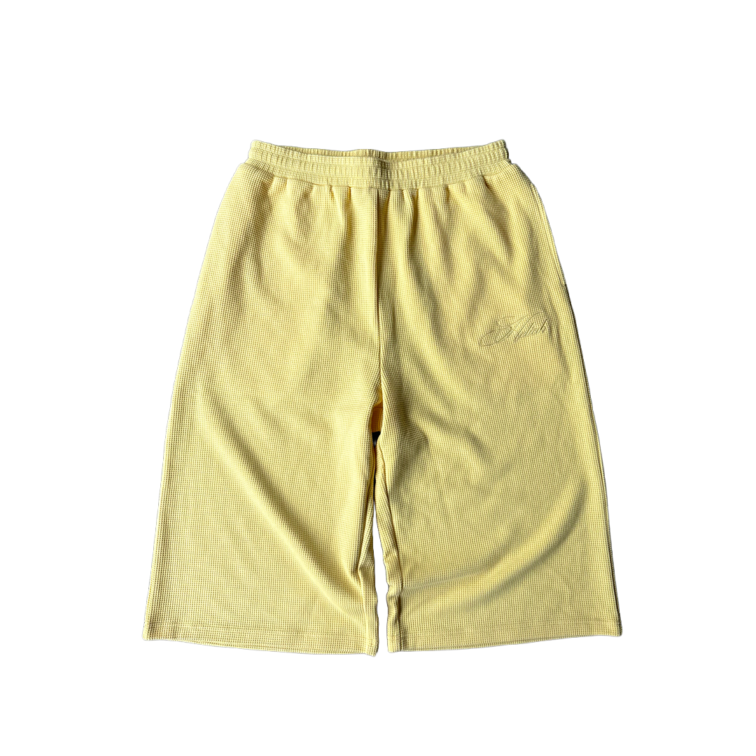 "Sol" Waffle Knit Shorts - Yellow
